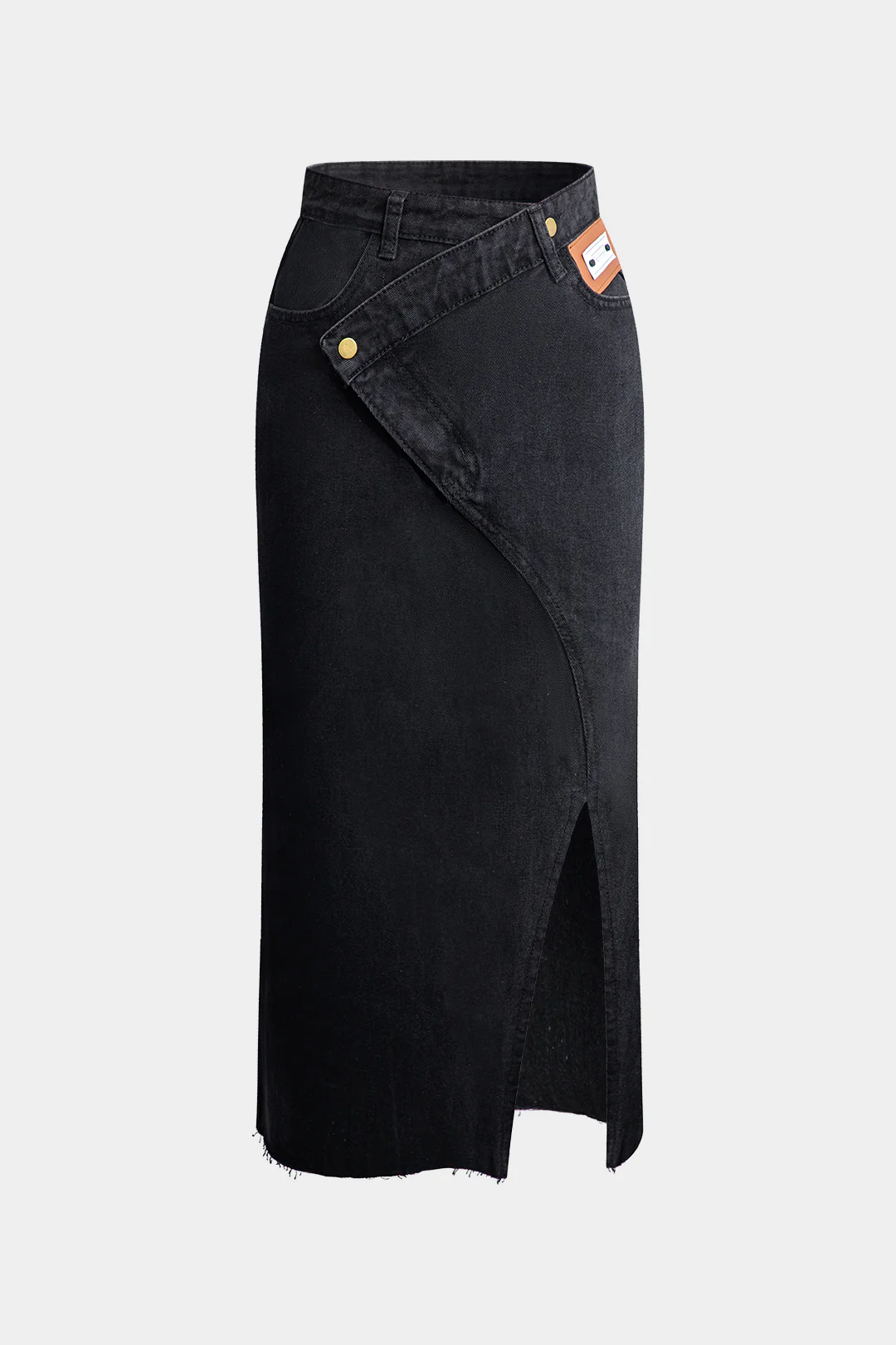 Wrap Split Denim Midi Skirt - Flockneti