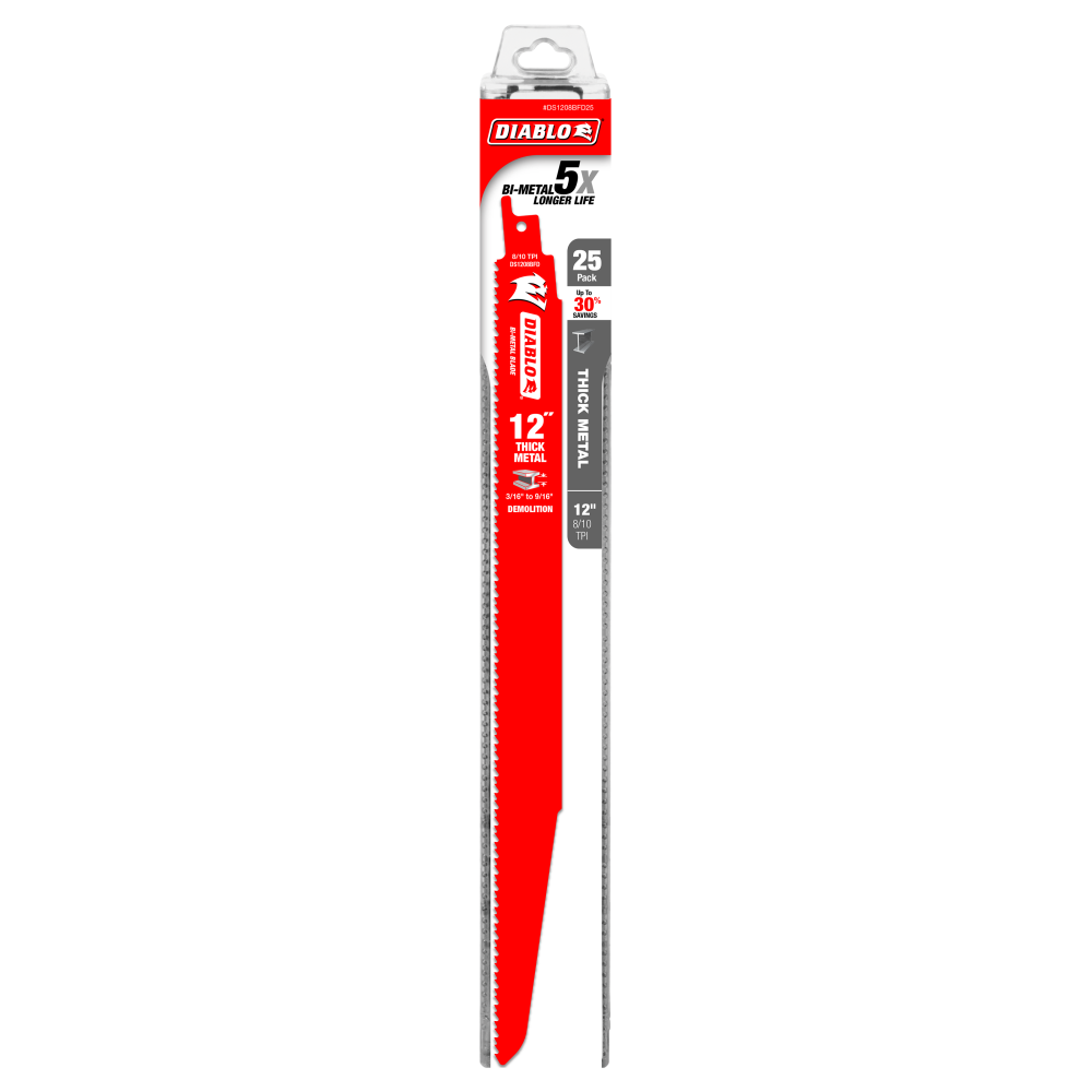 Diablo Tools 12″ Bi Metal Reciprocating Blade for Thick Metal/Demolition 25pk - Flockneti