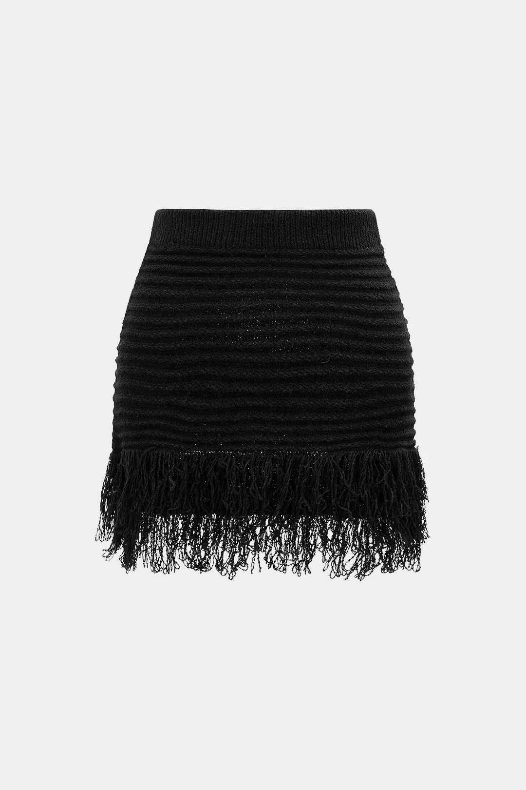 Knit Fringe Mini Skirt - Flockneti