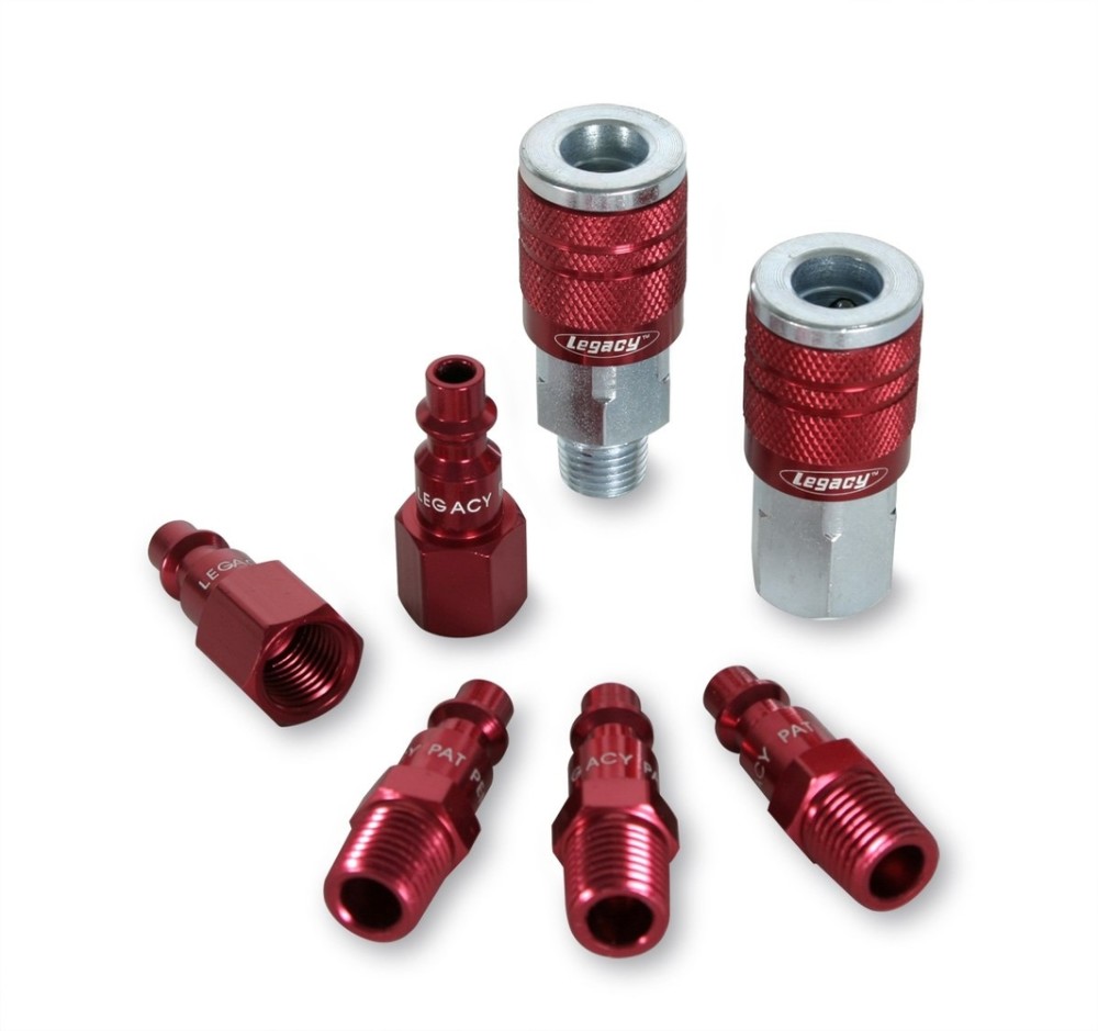Flexzilla ColorConnex Type D 7pc 1/4in. Red Coupler & Plug Kit - Flockneti