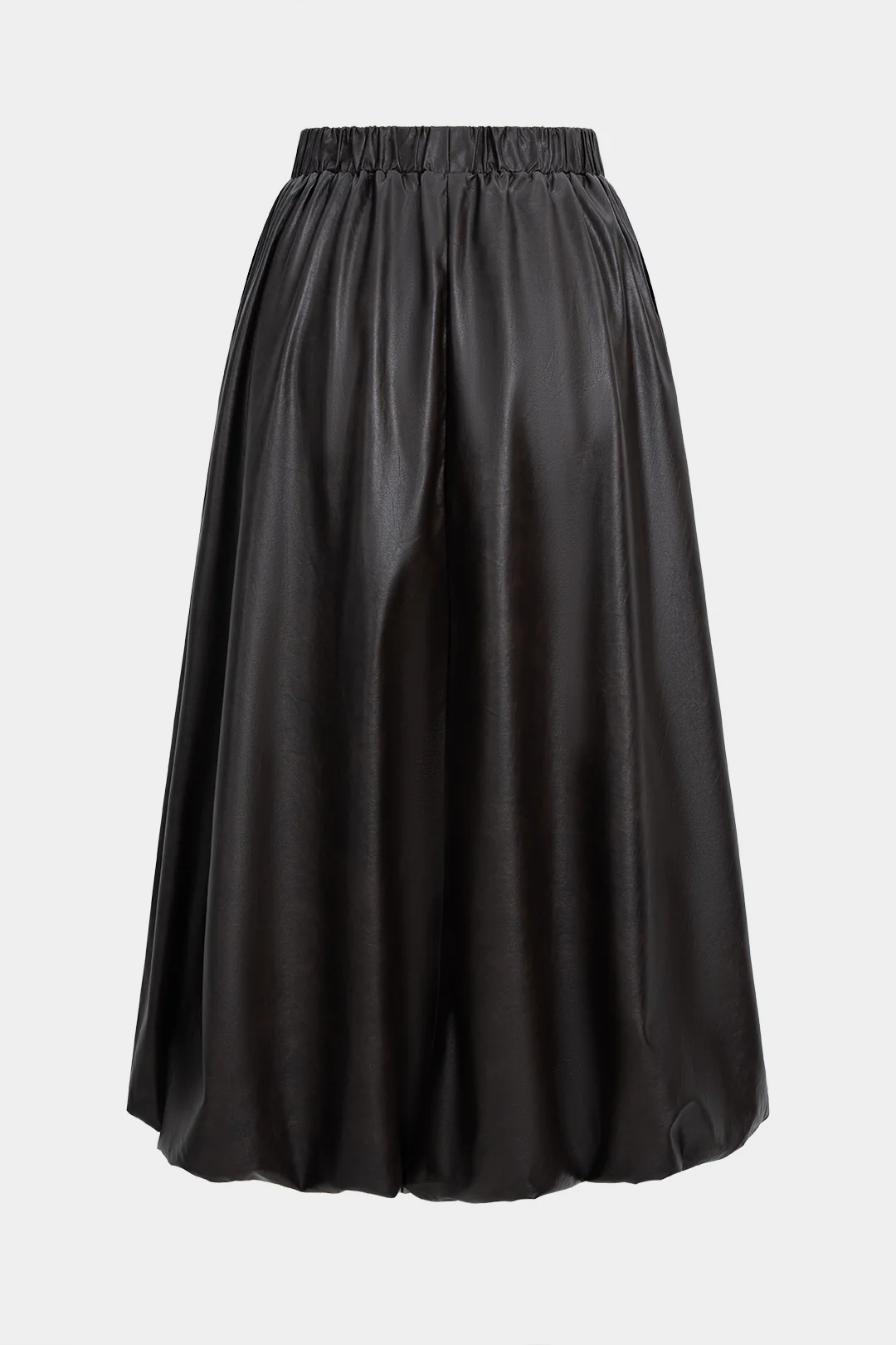 Faux Leather Ruched High Waist Skirt - Flockneti