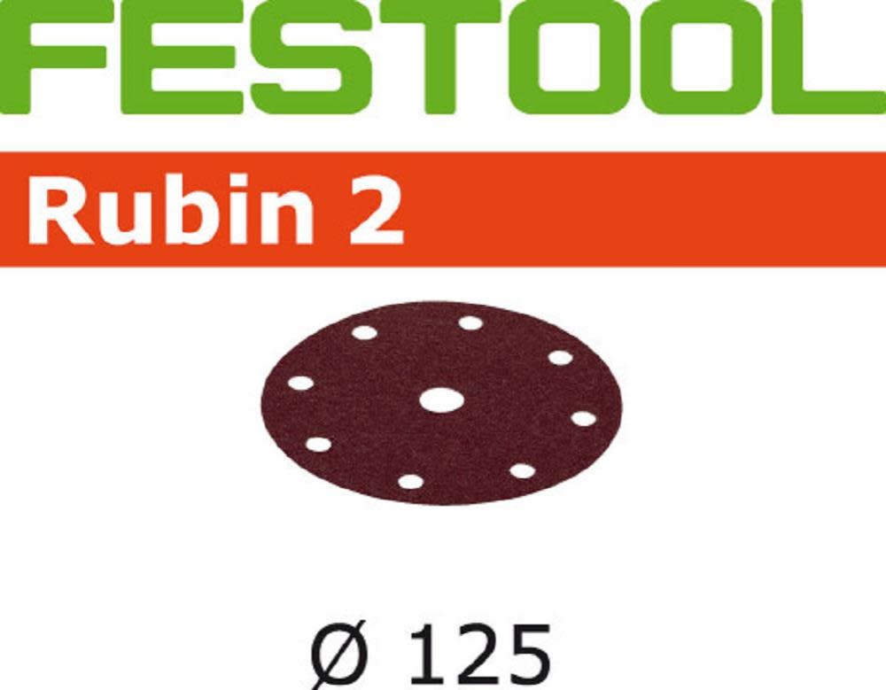 Festool Rubin 2 P60 Grit Abrasives for ETS 125 / RO 125 Sanders Pack Of 10 - Flockneti