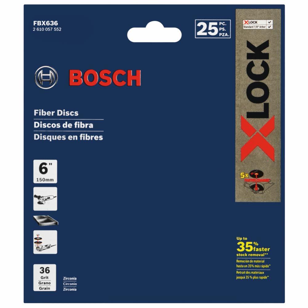 Bosch X LOCK Coarse Grit Abrasive Fiber Discs 6″ 36 Grit 25pc - Flockneti