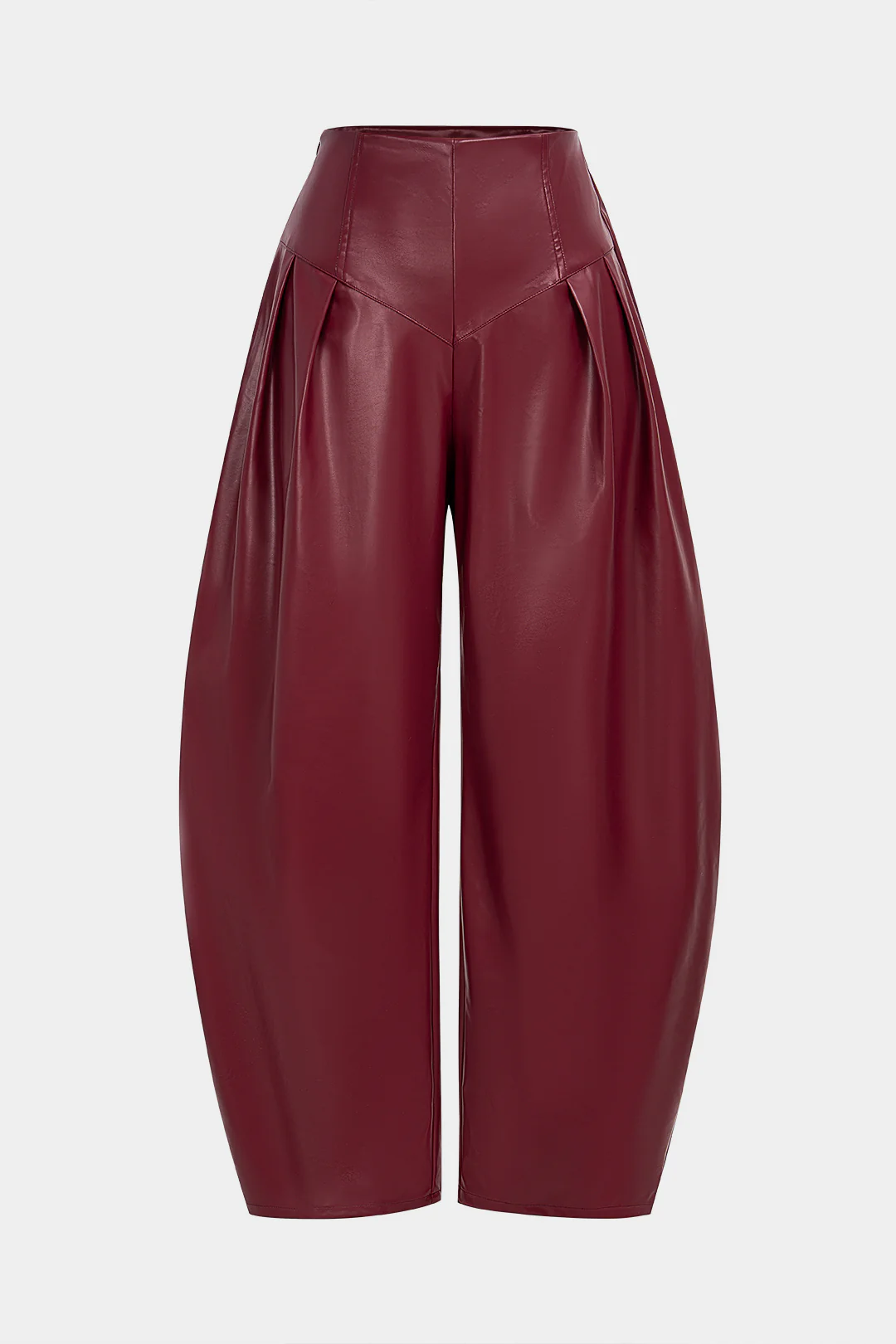 Faux Leather Pleated Zipper Pants - Flockneti