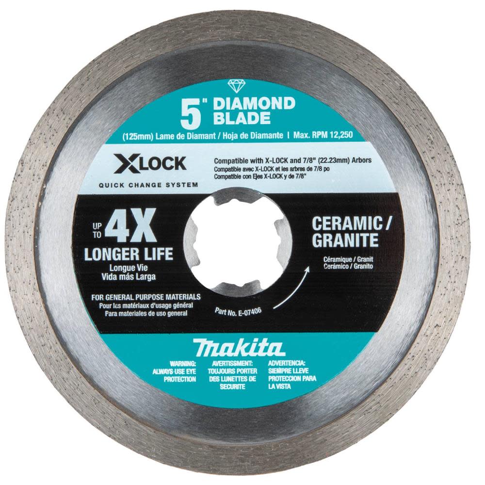 Makita X-LOCK 5″ Continuous Rim Diamond Blade for Ceramic and Granite Cutting - Flockneti