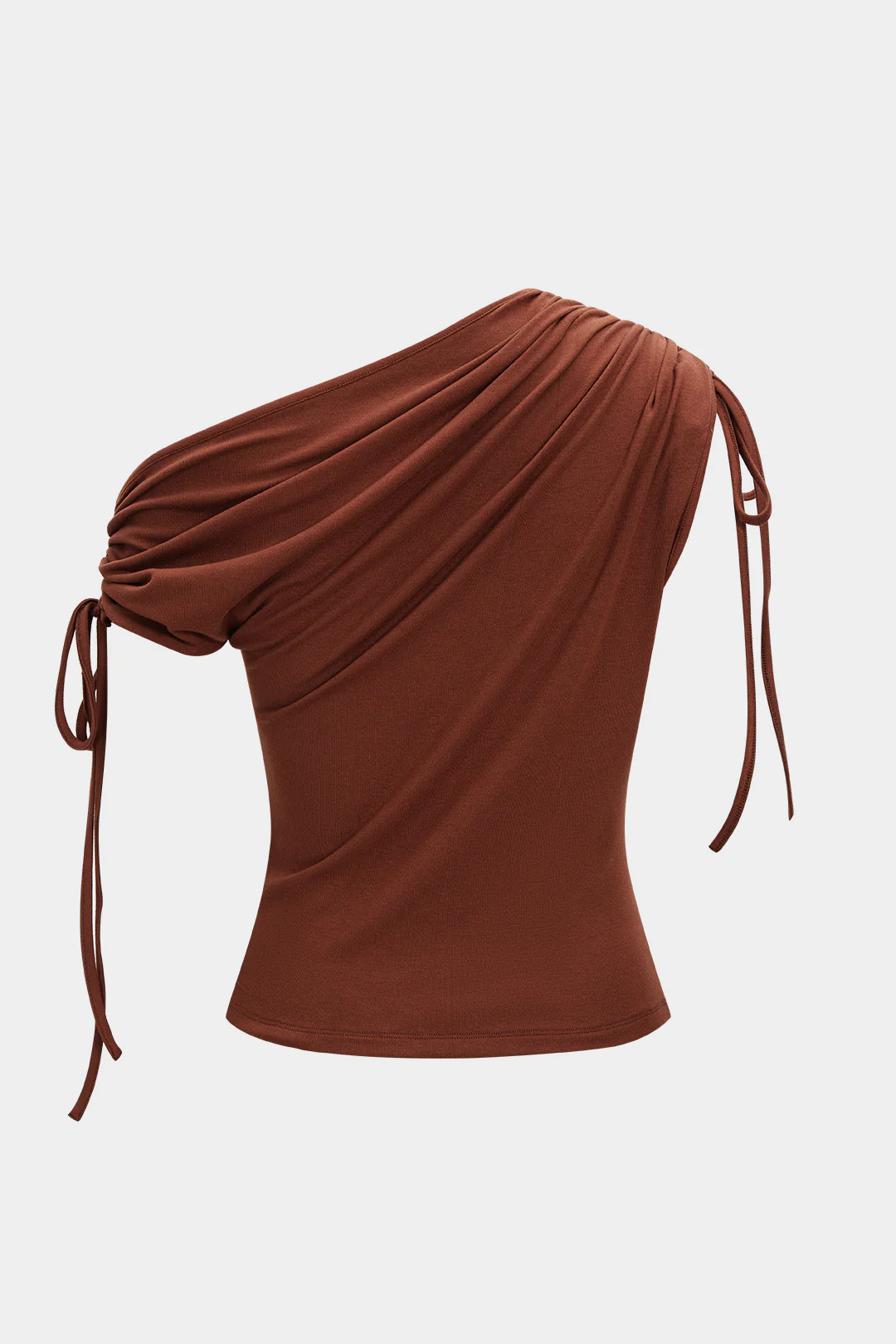 Ruched Asymmetrical Tie-Up Short Sleeve T-Shirt - Flockneti