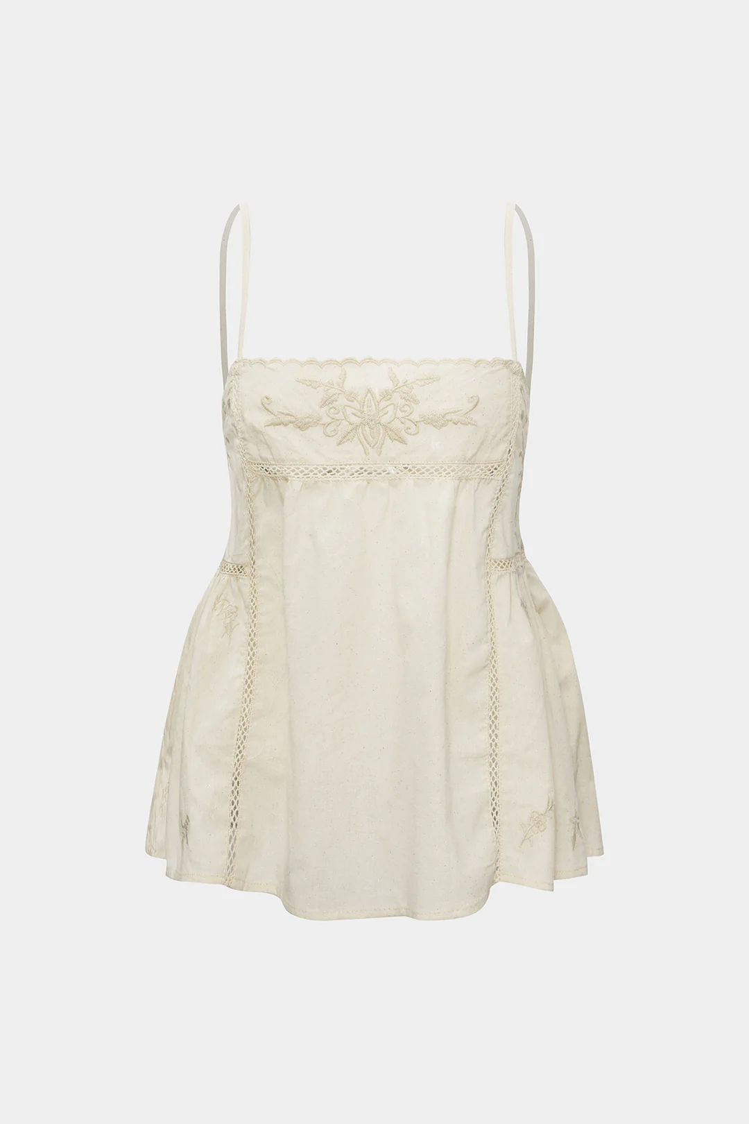 Embroidery Print Ruched Backless Cami Top - Flockneti
