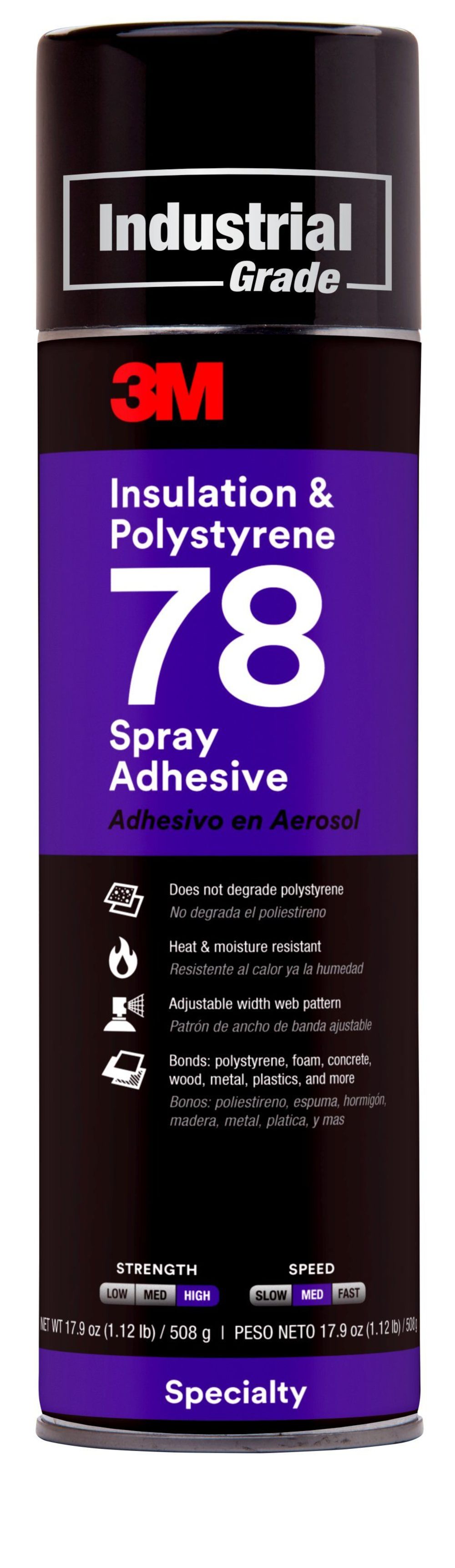 3M Polystyrene Insulation 78 Spray Adhesive Clear Net Wt 17.9 oz - Flockneti