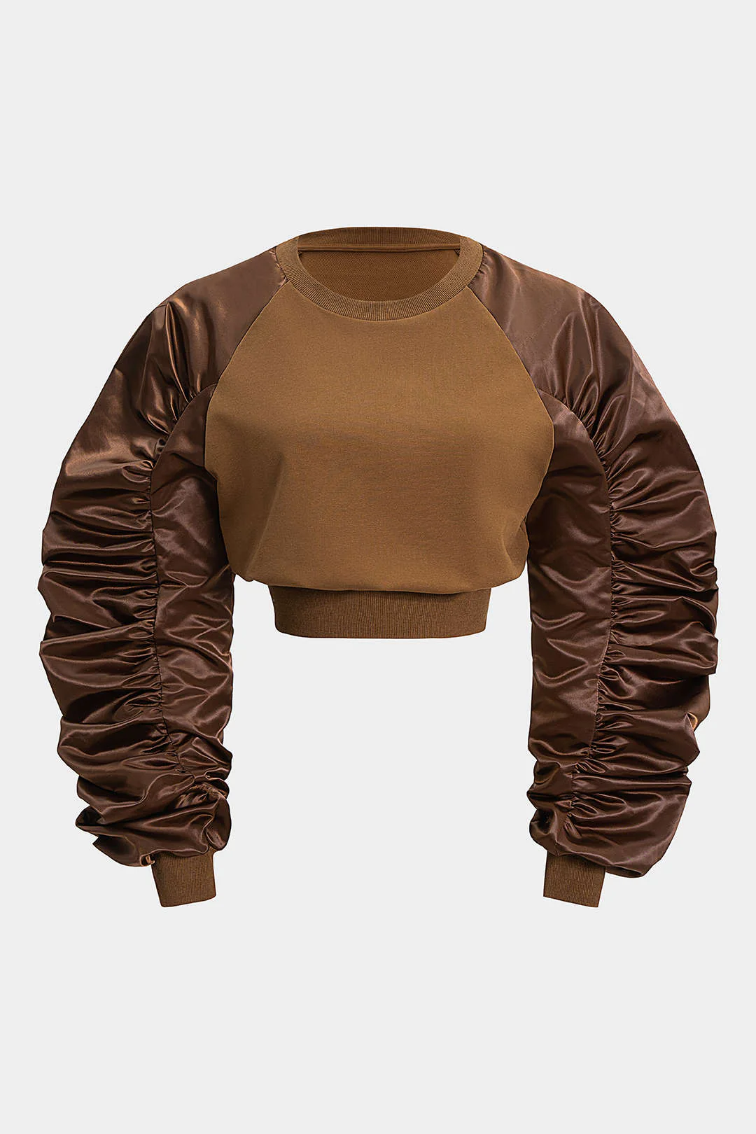 Ruched Patchwork Long Sleeve Sweatshirt - Flockneti