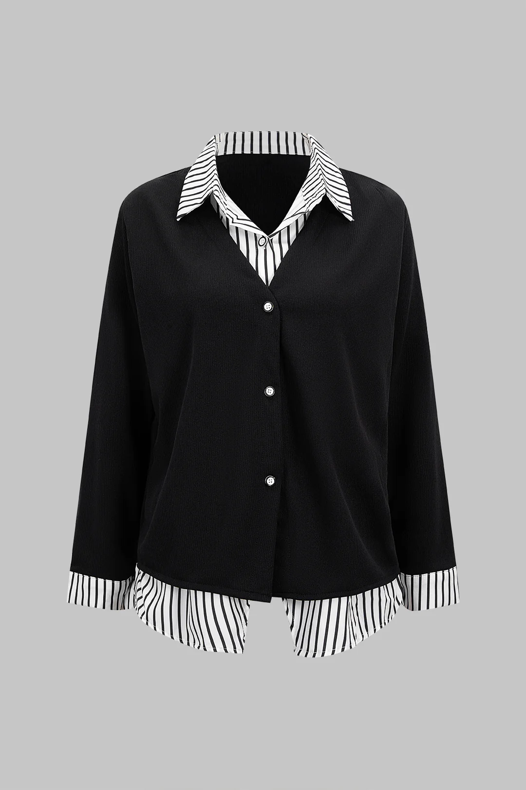 Knit Striped Patchwork Long-Sleeve Top - Flockneti