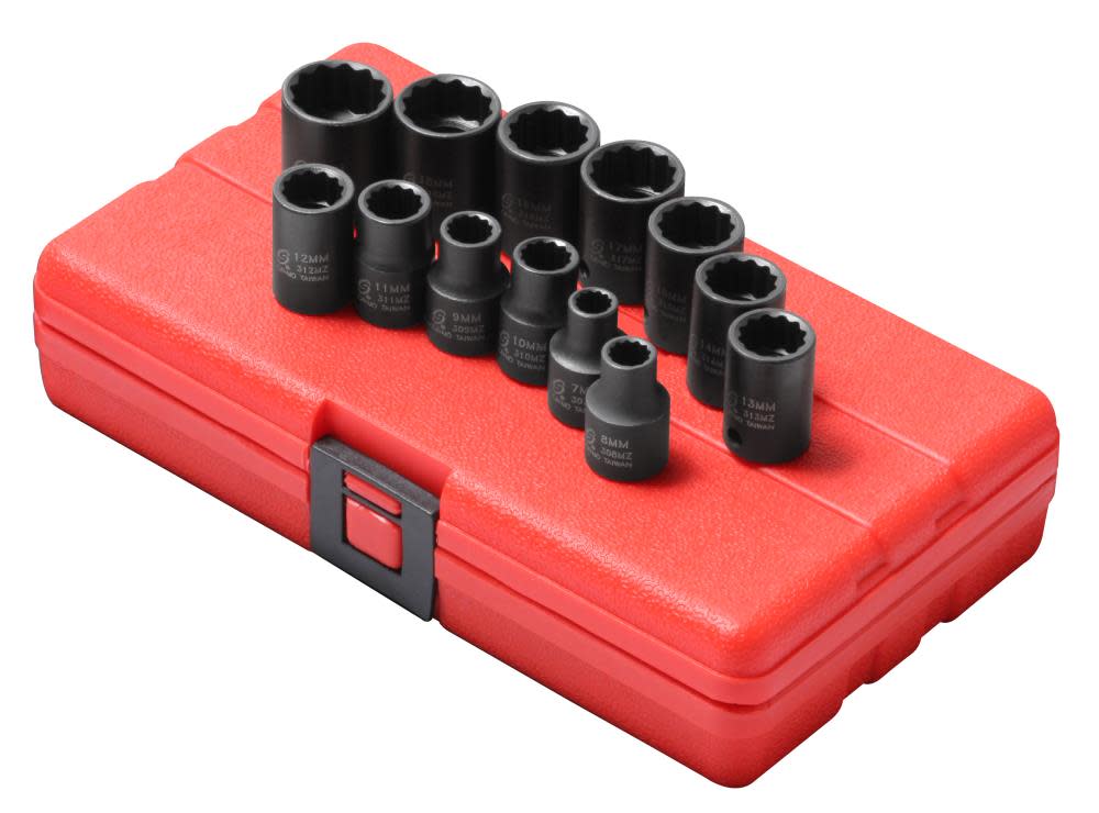 Sunex 13 pc. 3/8 In. DR 12PT Metric Impact Set - Flockneti
