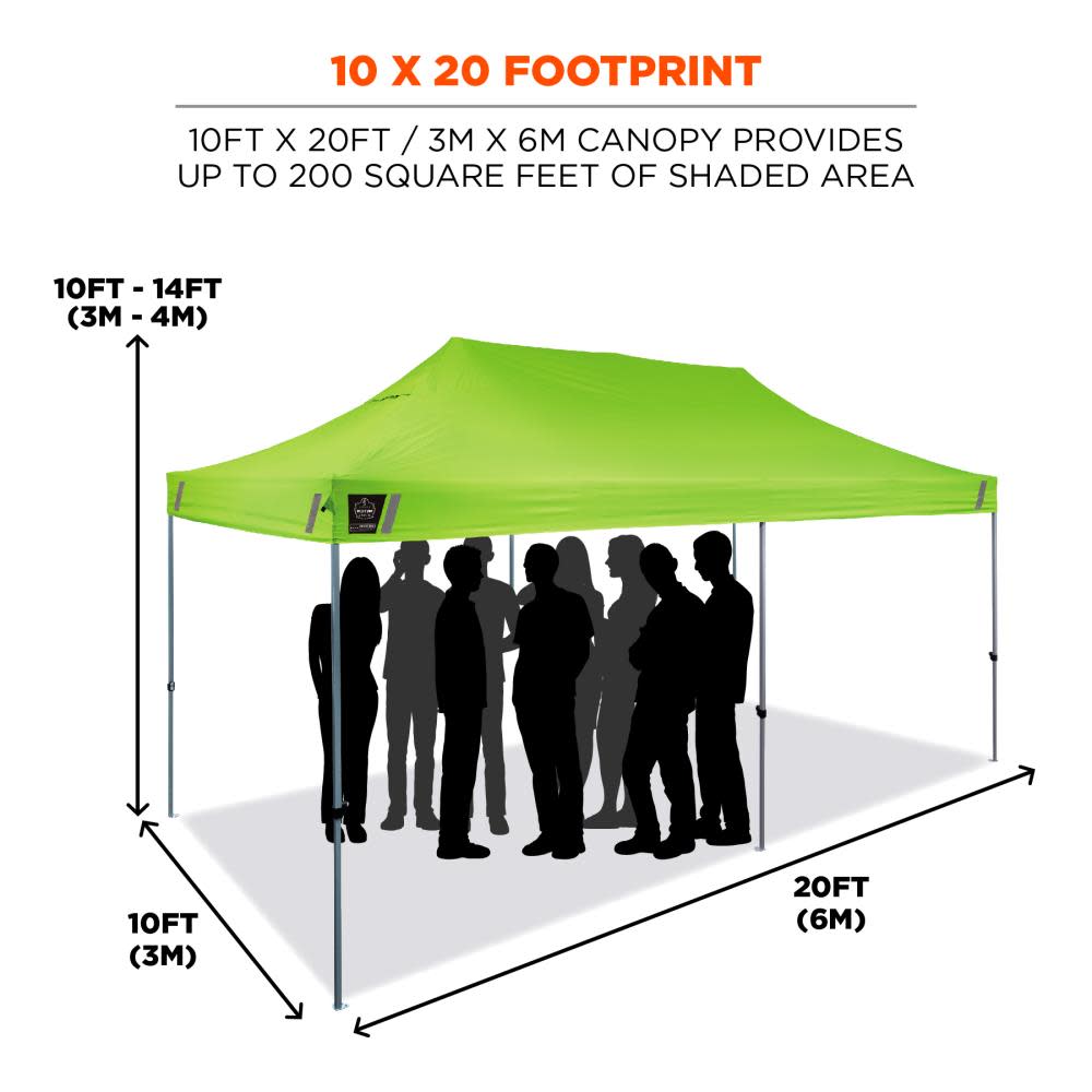 Ergodyne Shax 6015 Single Lime Heavy Duty Pop Up Tent 10′ x 20′ - Flockneti