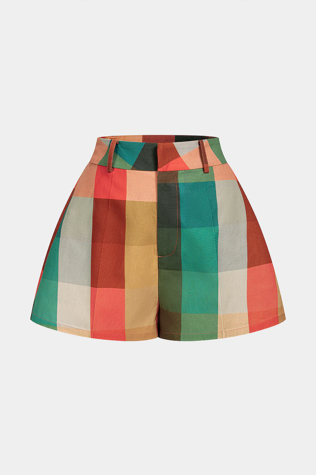 Geometric Plaid Print Wide Leg Shorts - Flockneti