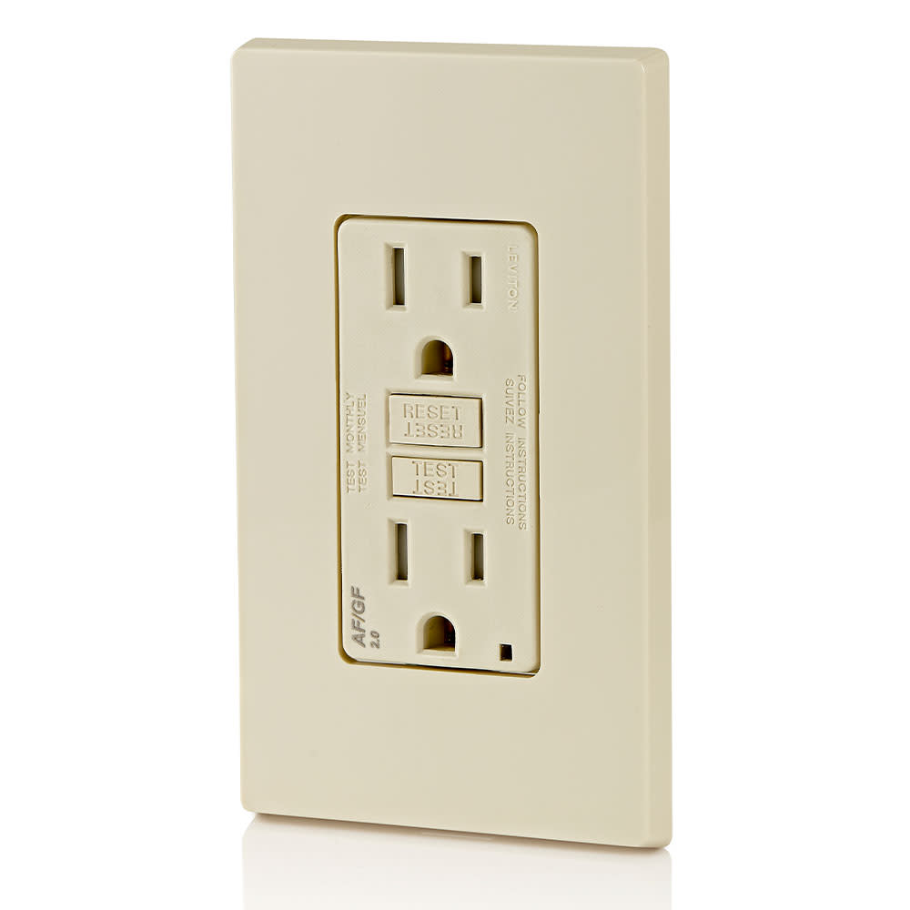 Leviton SmartlockPro AFCI/GFCI Outlet 15A 125V Duplex Light Almond - Flockneti
