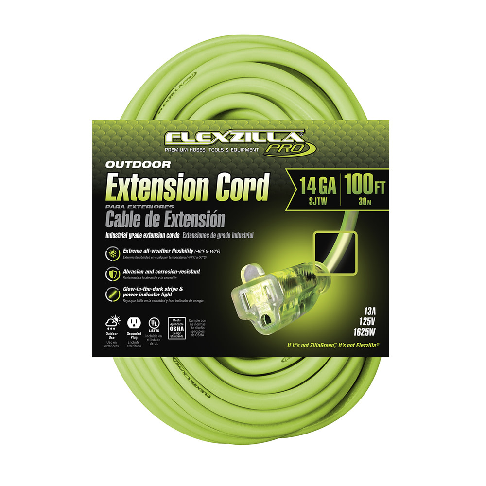 Flexzilla 100 ft. Pro Extension Cord 14/3 AWG - Flockneti