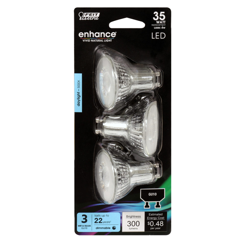 Feit Electric 35W MR16 GU10 5000K Dimmable LED Bulb 3pk - Flockneti
