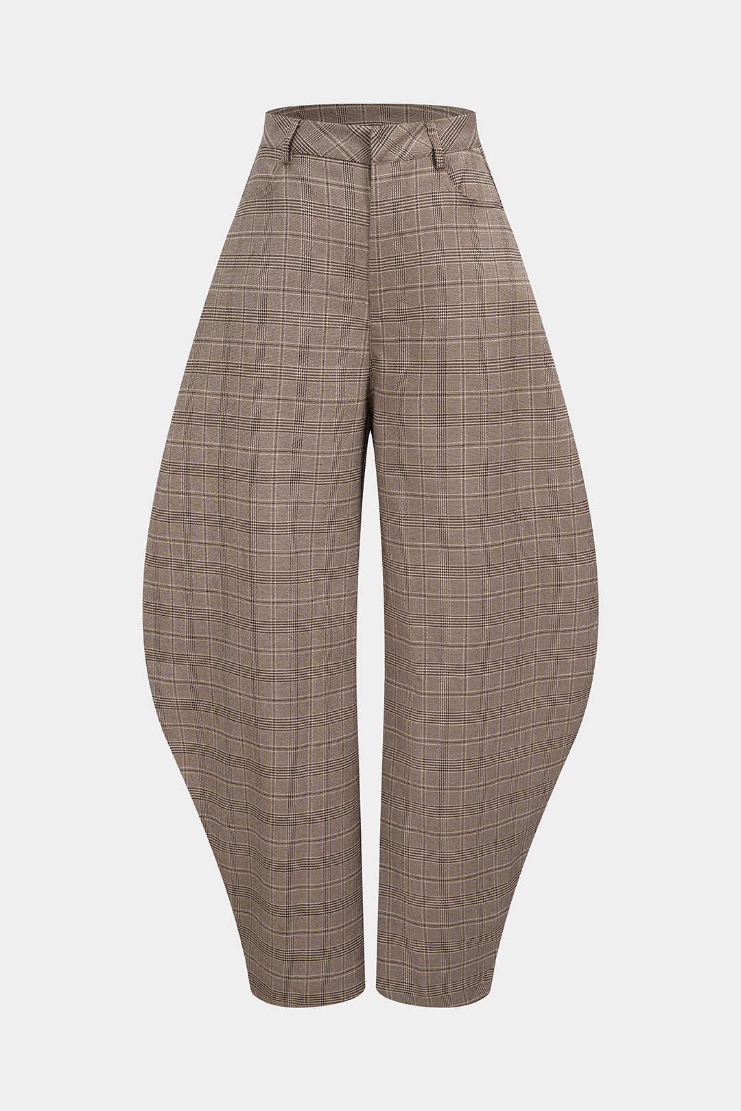 Plaid Print High Waist Barrel Pants - Flockneti