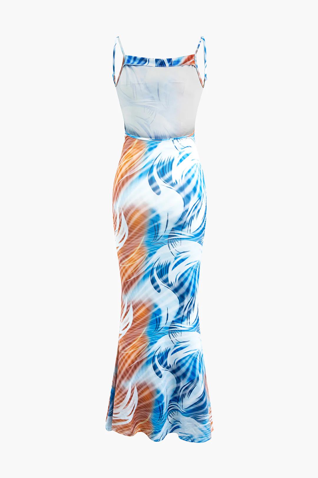 Tropical Print Backless Sleeveless Maxi Dress - Flockneti