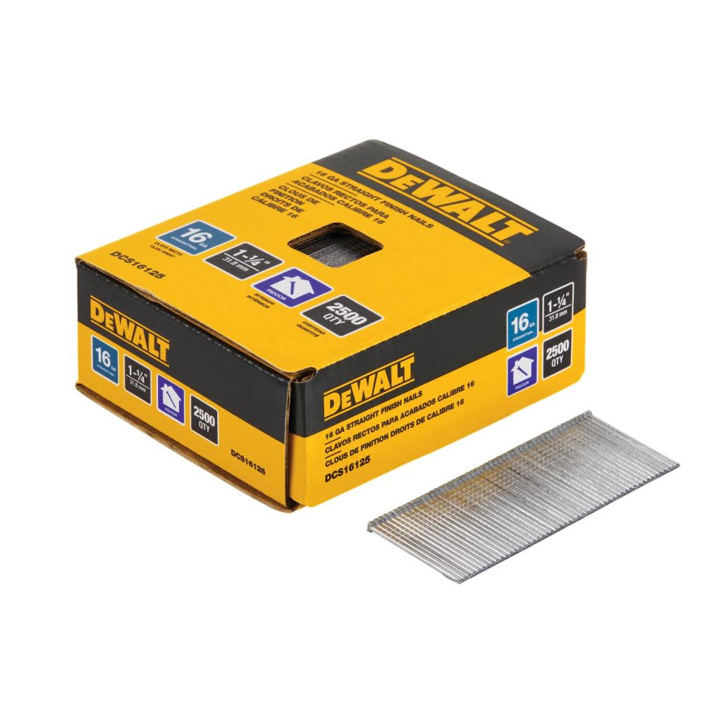 DEWALT 1-1/4 Straight 16 Gauge Finishing Nails (2500 pk) - Flockneti