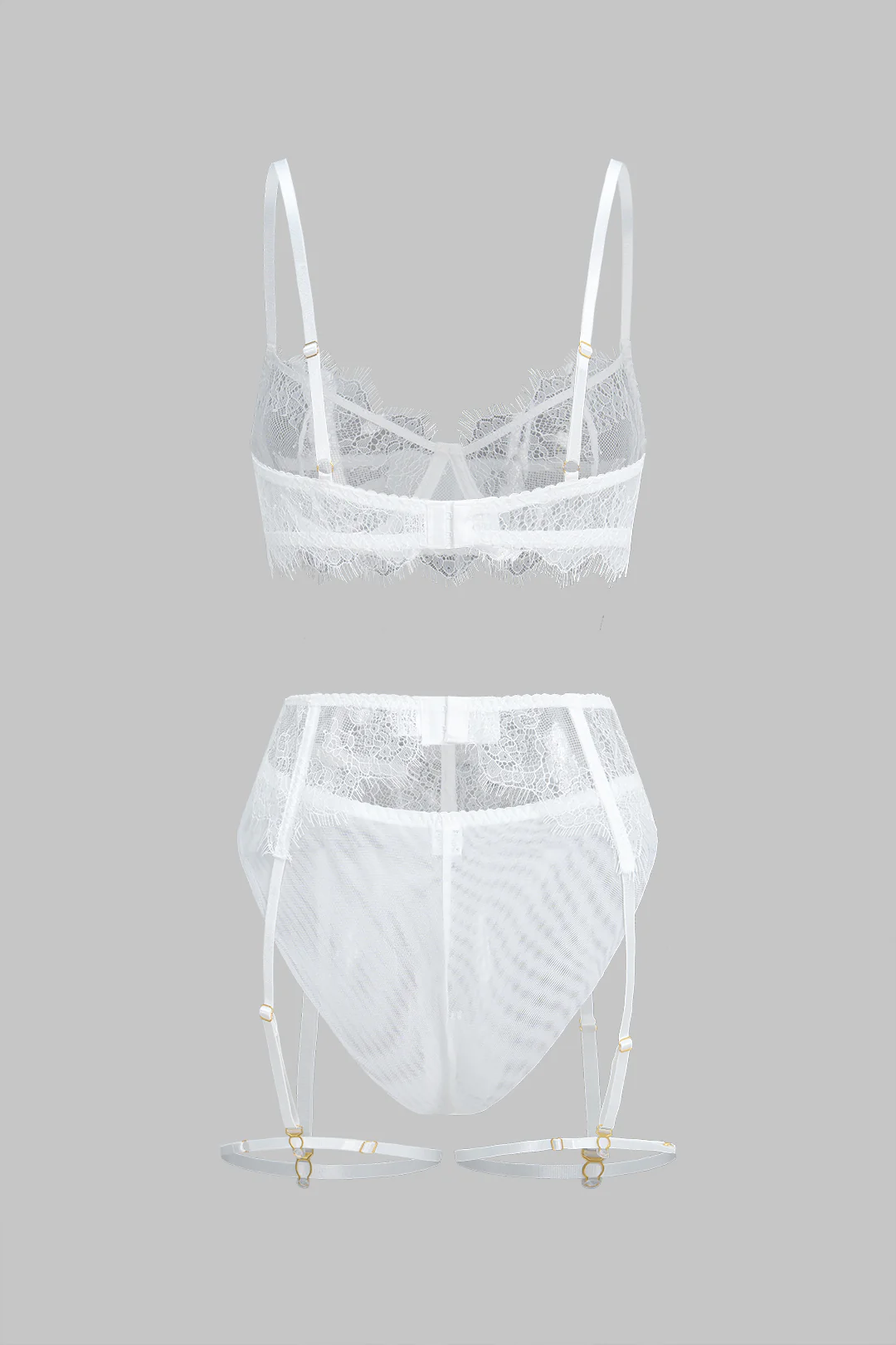 Mesh Hollow Out  Lingerie Garter Set - Flockneti