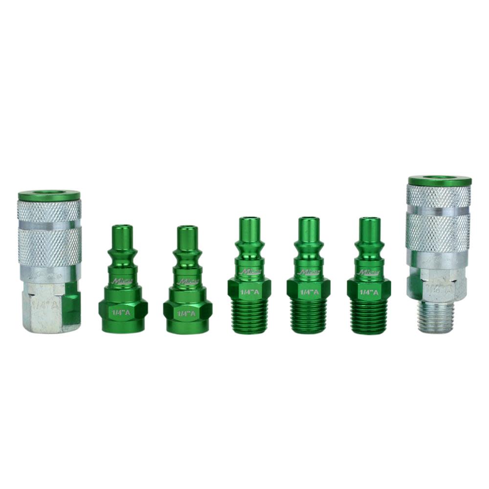 Milton ColorFit S-307AKIT Coupler & Plug Kit – (A-Style Green) – 1/4″ NPT (7-Piece) - Flockneti