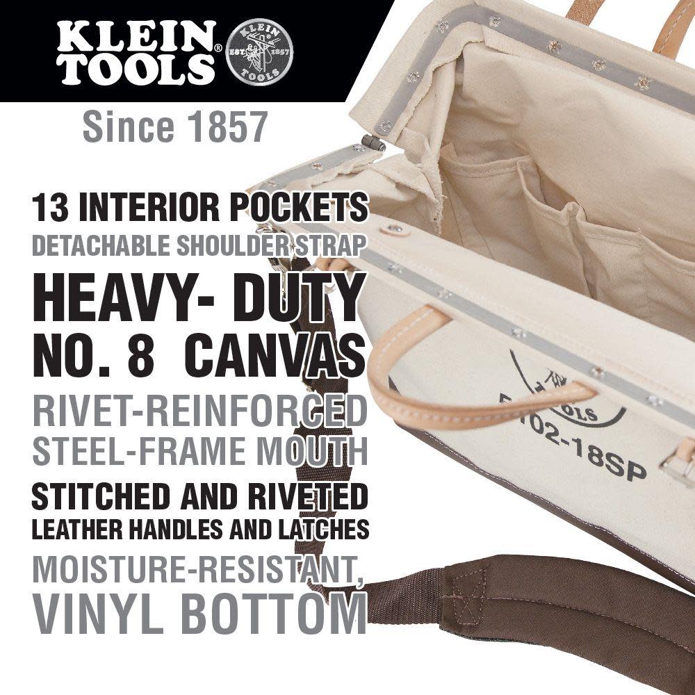 Klein Tools 18″ Deluxe Canvas Tool Bag - Flockneti