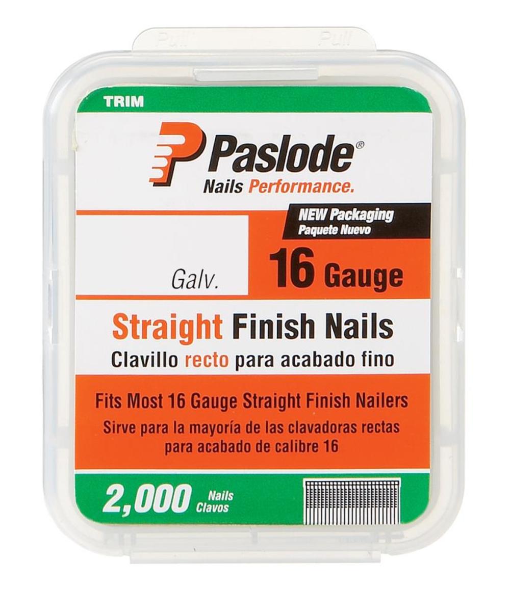 Paslode 1-3/4 In. 16 Gauge Galvanized Straight Finish Nail 2000 Count 1-3/4 In. 16 Gauge Galvanized Straight Finish Nail 2000 Count - Flockneti