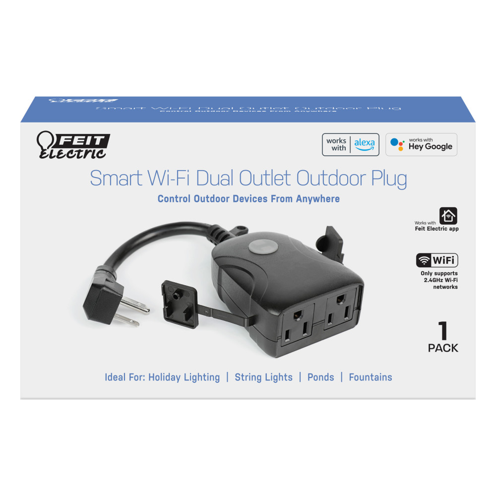 Feit Electric 120V 15A Smart WiFi Enabled Dual Outlet Wall Plug - Flockneti