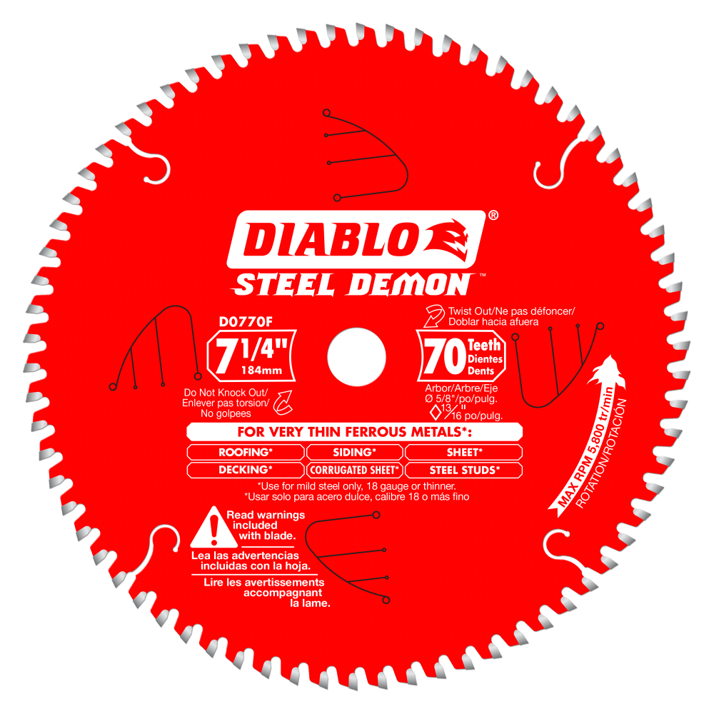 Diablo Tools 7-1/4″ x 70 Tooth Steel Demon Metal Cutting Saw Blade - Flockneti