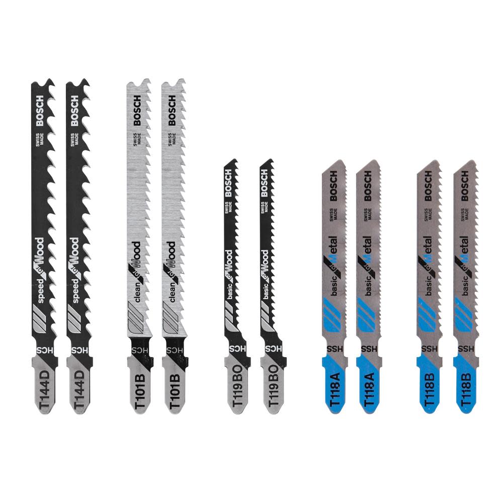 Bosch 10 pc. Wood and Metal Cutting T-Shank Jig Saw Blade Set - Flockneti