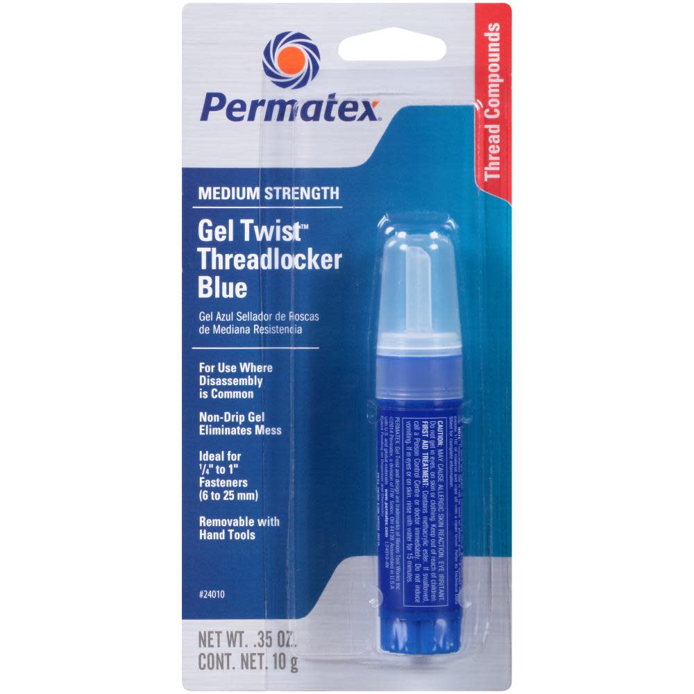 Permatex Gel Twist Medium Strength Thread Locker Blue Gel - Flockneti