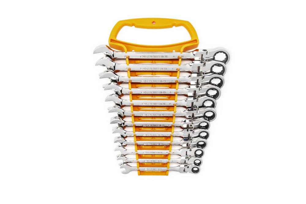 GEARWRENCH 12 Pc 72-Tooth 12 Point Flex Head Ratcheting Combination Metric Wrench Set - Flockneti