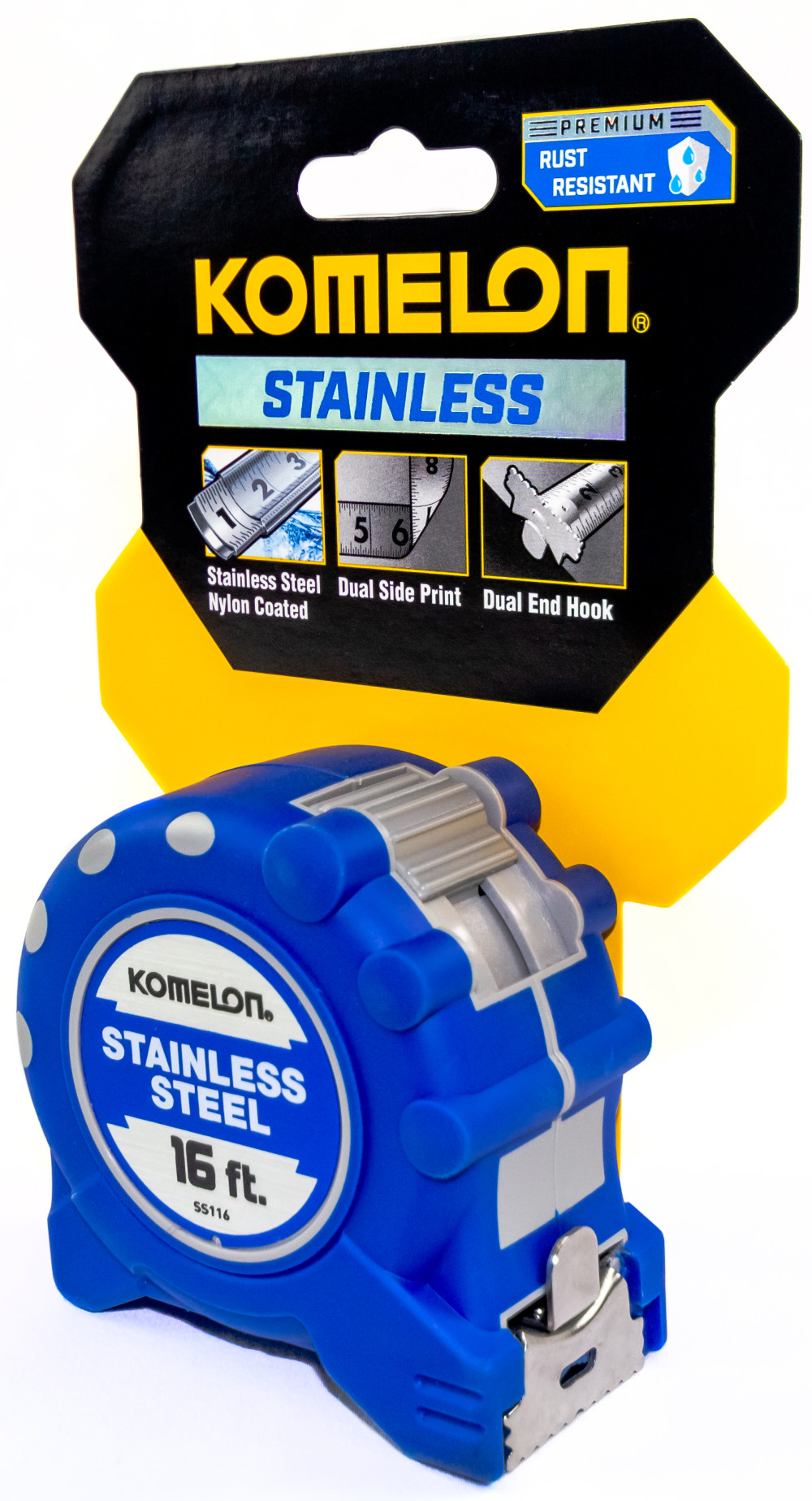 Komelon 16′ x 1″ Stainless Steel Gripper Tape Measure - Flockneti