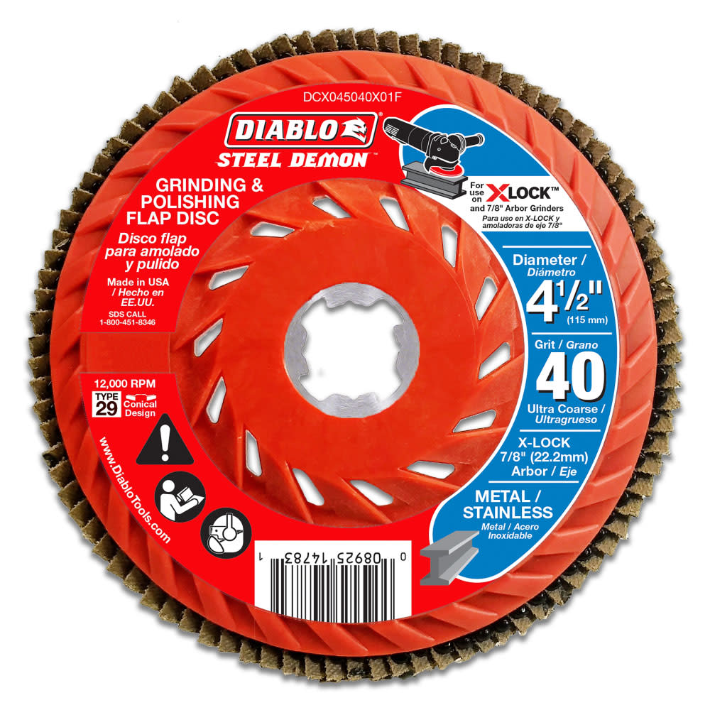 Diablo Tools 4-1/2 in. 40-Grit Flap Disc for X-Lock and All Grinders - Flockneti