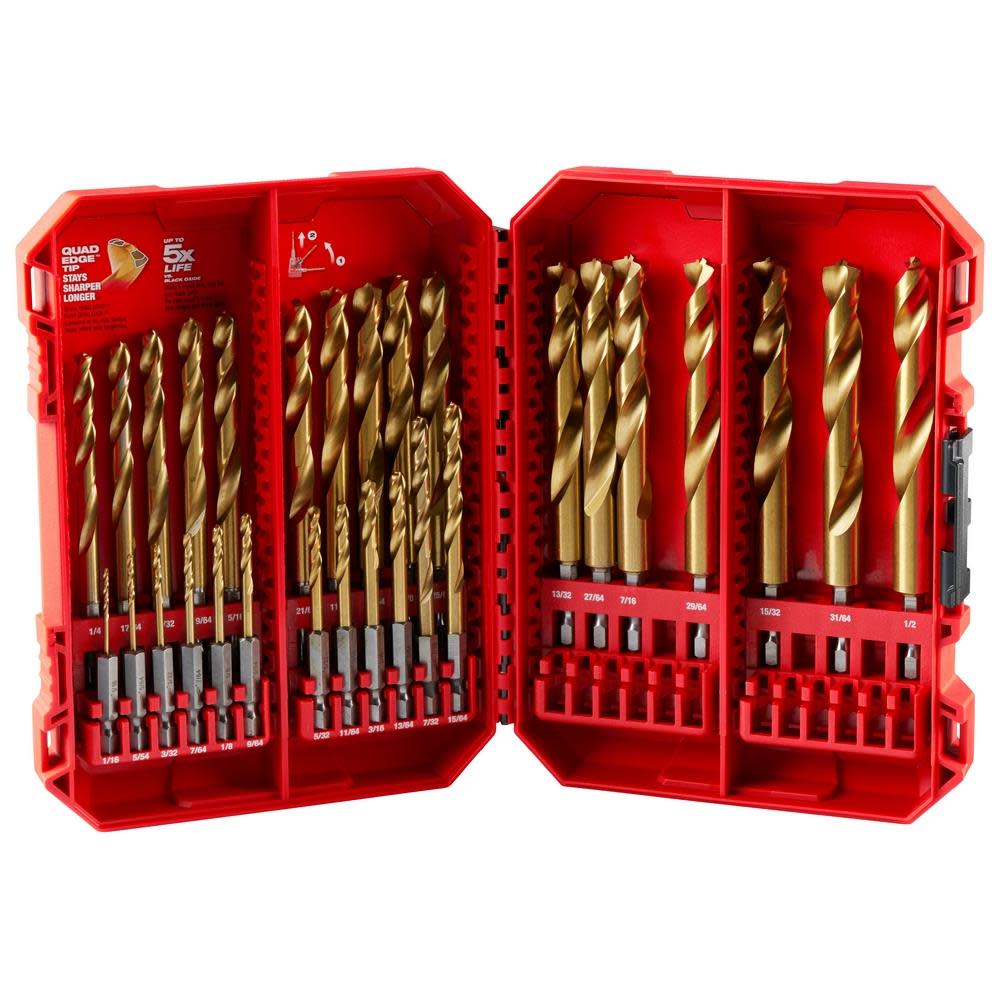 Milwaukee SHOCKWAVE Impact Duty RED HELIX Titanium Drill Bit Set 29pc - Flockneti