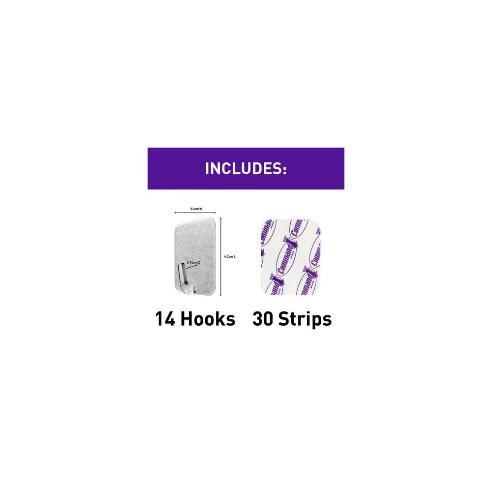 3M Command Adjustables Small Repositionable Wall Hook 14pk - Flockneti