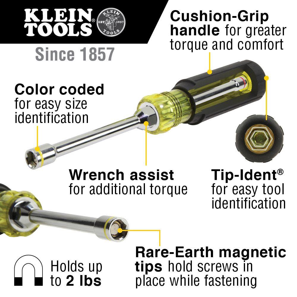 Klein Tools 2-in-1 Nut Driver Hex 1/4″ 5/16″ - Flockneti