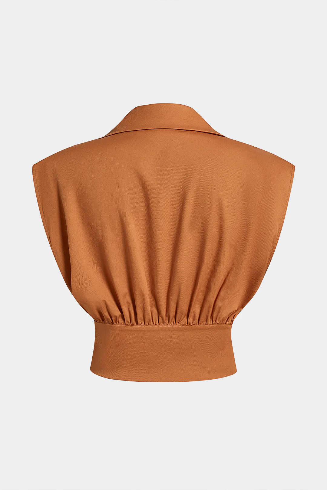 Solid Notched Lapel Ruched Vest - Flockneti