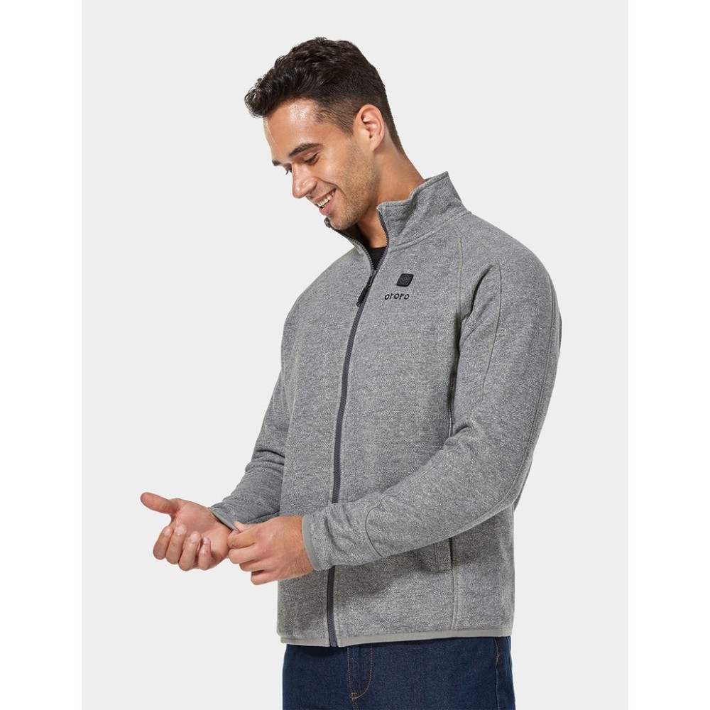 ORORO Mens Flecking Gray Heated Fleece Jacket Kit 2X - Flockneti