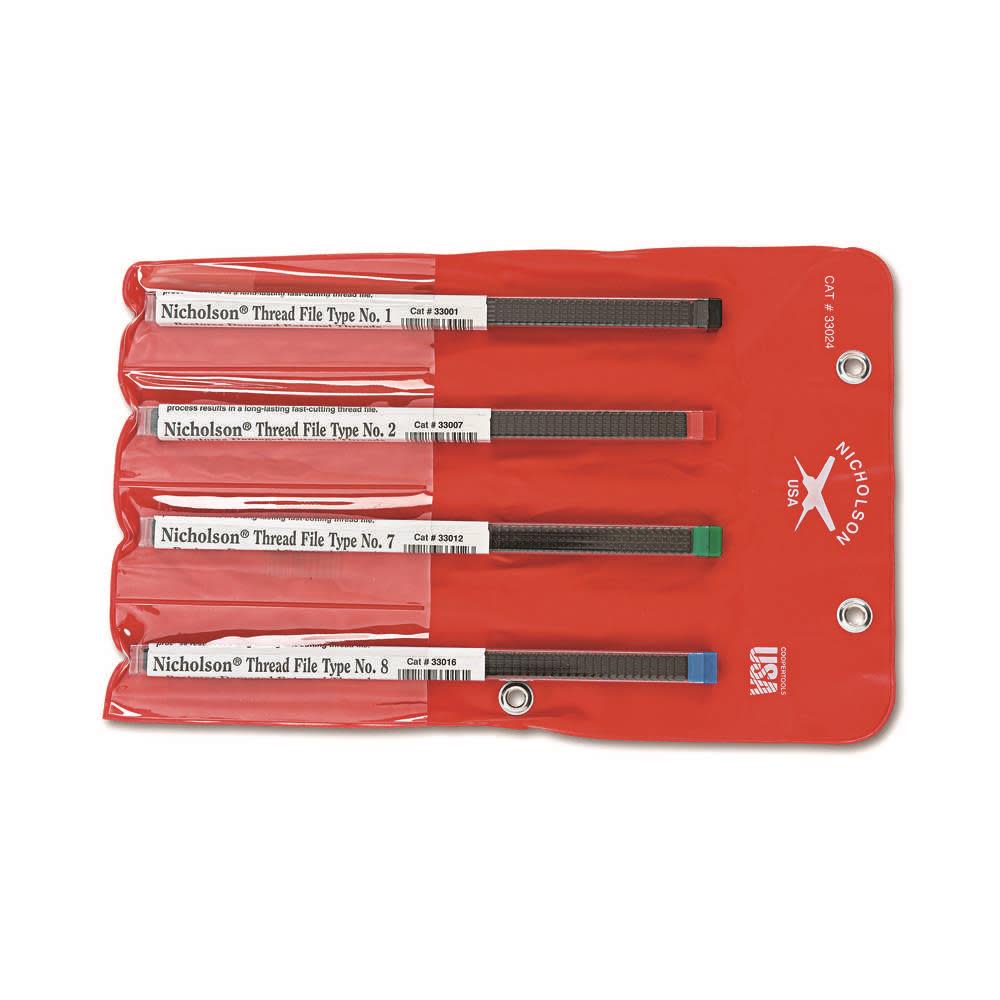 Crescent Nicholson 4-Piece Thread Restoring File Set with Pouch - Flockneti
