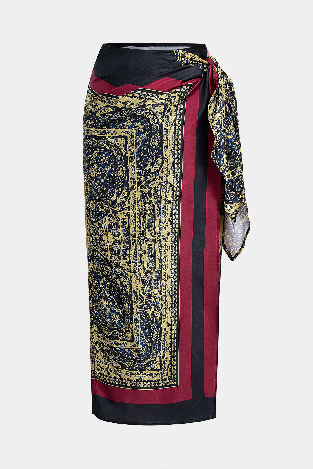 Artistic Print Wrap Tie-Up Skirt - Flockneti