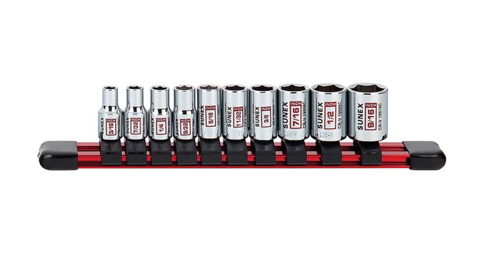 Sunex 1/4″ Dr SAE 6 Pt Skt 10 Pc Set - Flockneti