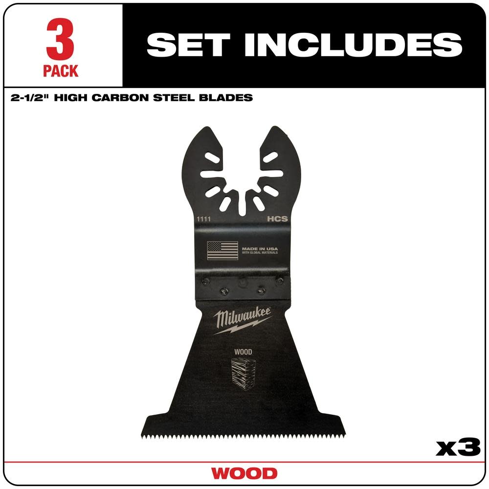 Milwaukee OPEN-LOK 2-1/2″ HCS WOOD BLADES 3PK - Flockneti