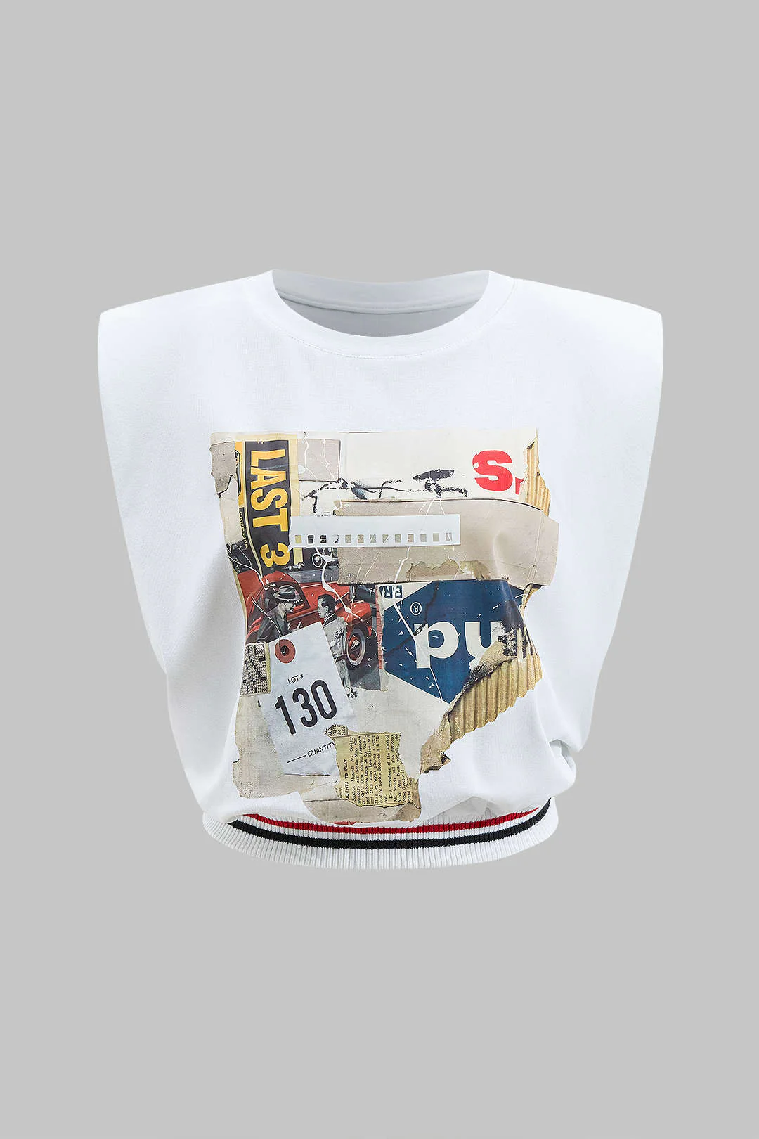 Car Letter Digital Pattern Print Loose Sleeveless T-Shirt - Flockneti