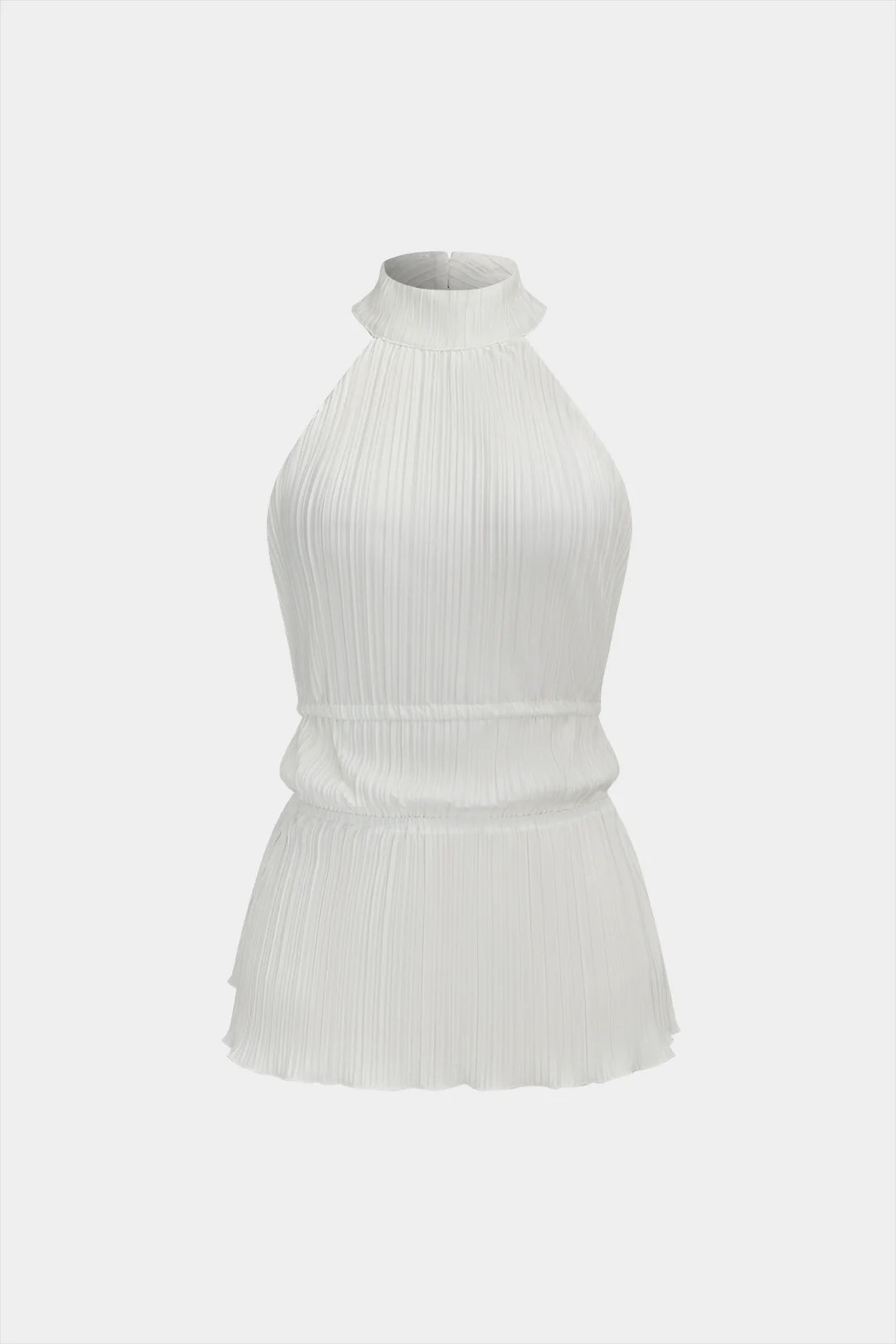 Stripes Backless Round Neck Sleeveless Top And High Waist Pants Set - Flockneti
