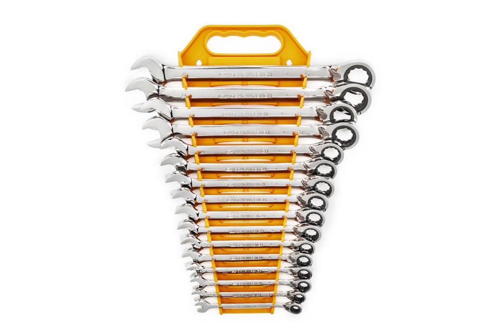 GEARWRENCH 16 Pc 72-Tooth 12 Point Reversible Ratcheting Combination Metric Wrench Set - Flockneti