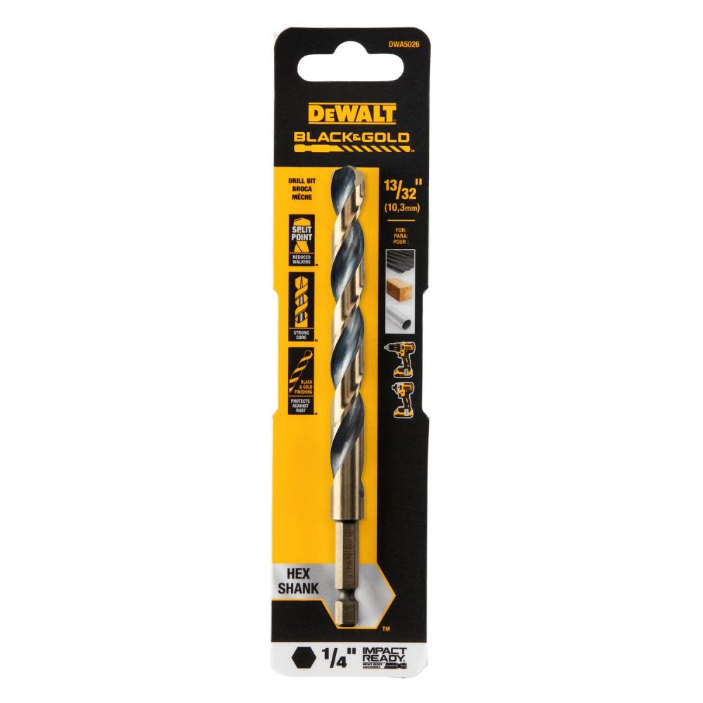 DEWALT 13/32″ BLACK & GOLD Impact Ready METAL DRILL BIT - Flockneti