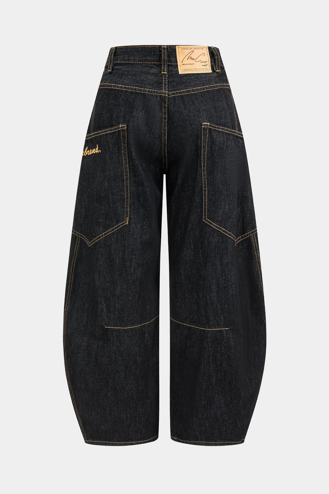 Denim Washed Wide Leg Barrel Jeans - Flockneti