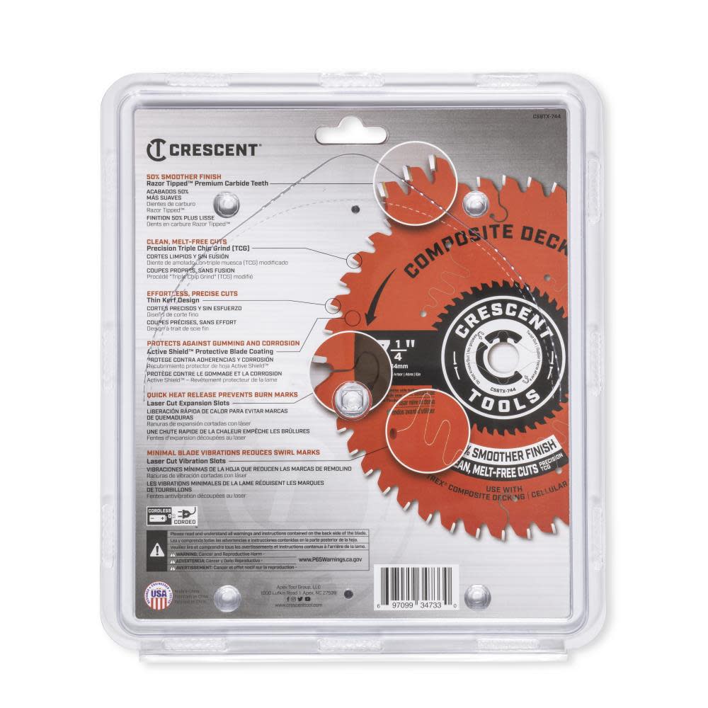 Crescent Circular Saw Blade Composite Decking 7 1/4″ x 44T - Flockneti