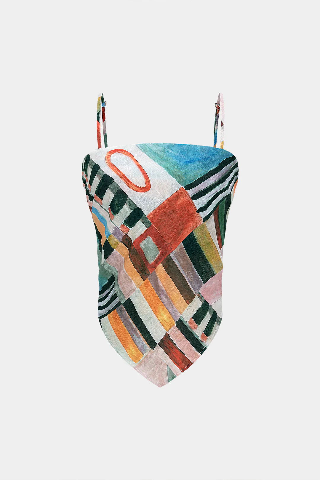 Abstract Geometric Print Knotted Cami Top - Flockneti